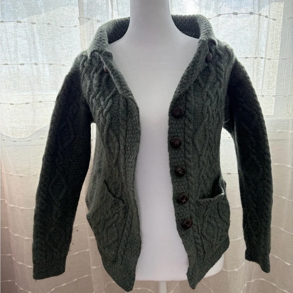 Aran Crafts 100% Merino Wool Cardigan - Made in Ireland - Picture 1 of 6